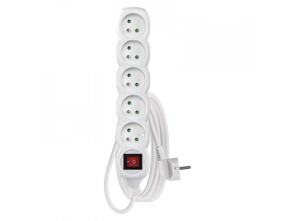 Extension cable with switch - 5 sockets, 3m, 3 × 1.5mm2