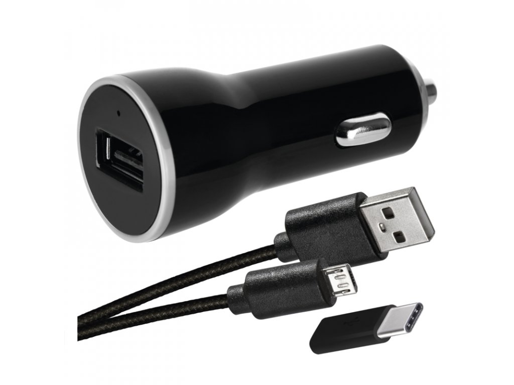 stave Start mikrocomputer USB car adapter 2.1A + micro USB cable + USB-C reducer | led-grower.eu