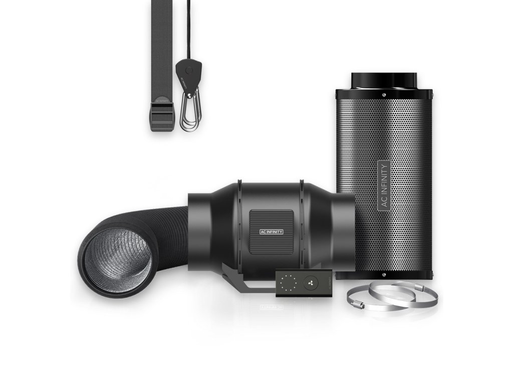 41037 ac infinity air filtration kit 150mm inline fan with speed controller carbon filter ducting combo
