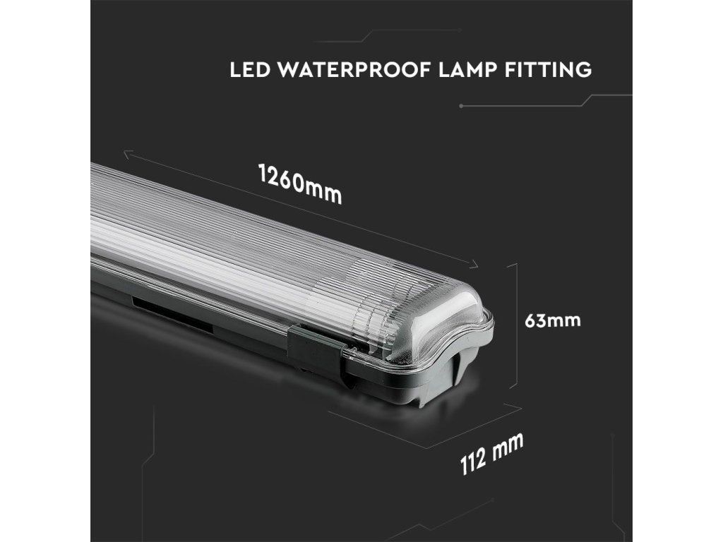 LED Voděodolná lampa 2x18W trubice (3400 lm), 120 cm, IP65