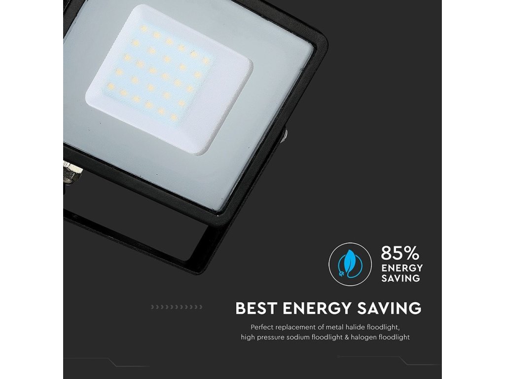 LED REFLEKTOR 30W, SAMSUNG CHIP, 2400LM, ČERNÝ, ZÁRUKA - 5 LET!