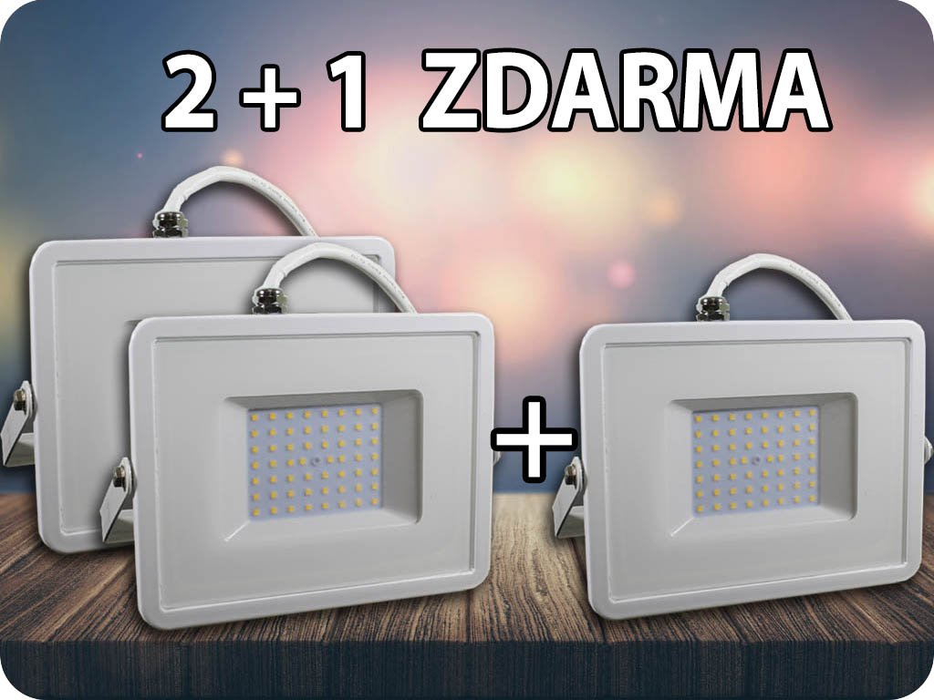 LED REFLEKTOR 50W(4000LM), SAMSUNG CHIP, BÍLÝ, ZÁRUKA 5 LET! 2+1 ZDARMA! (Barva světla Studená bílá)
