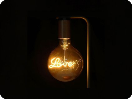 E27 LED Filament LOVE žárovka 5W (70Lm), G125, 2200K