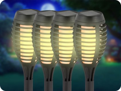 Solární LED zapichovací svítidlo plamen 1W, 2200K, IP44, balení 4ks