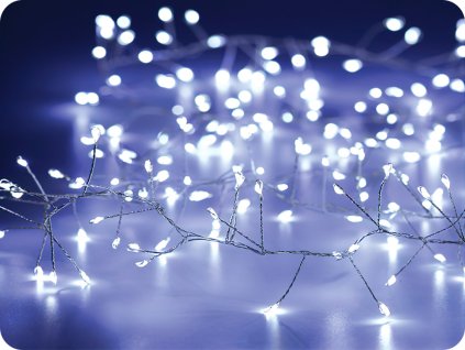 LED dekorační řetěz cluster 2.5m, 50LED, 3xAA, studená bílá, bez funkcí, stříbrná [X01502117]