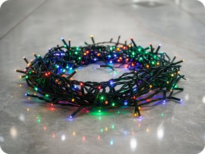 LED vnější vánoční řetěz, 180xLED, 8.95m, přívod 3m, 8 funkcí, IP44, RGBY [X08180312]