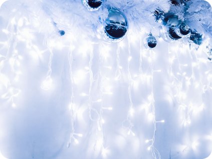 LED déšť, 3m,144LED, 24x větev, 60cm délka větve, 8 funkcí, s adaptérem, IP44, studená bílá [X08144222]