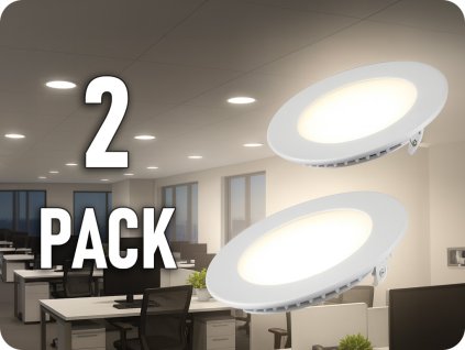 LED vestavný panel s napájecím zdrojem, 18W, 1400lm, kulatý/2-PACK!