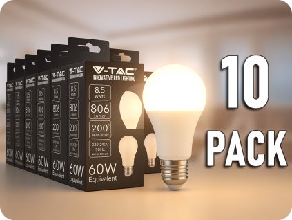 E27 LED žárovka 8,5W, 806lm, A60/10-PACK!