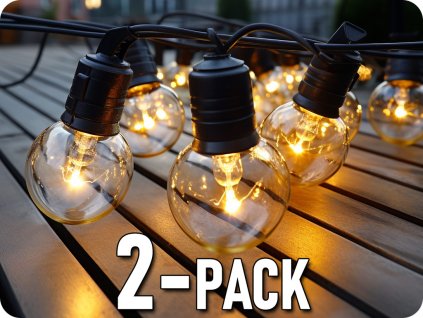 Solární řetěz s dálkovým ovládáním 10x0,5W, 10x30LM, 12m, 3,7V, 1200mAh, IP44, 3000K/2-PACK!