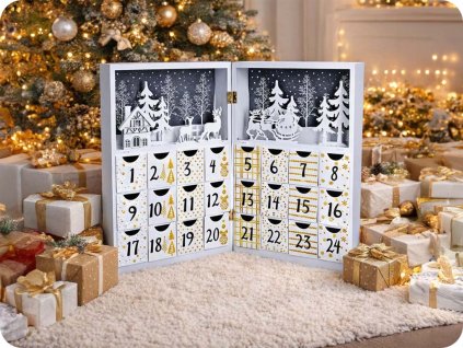 Solight LED adventní kalendář - kniha 8xLED 40x30cm 2xAAA [1V244]