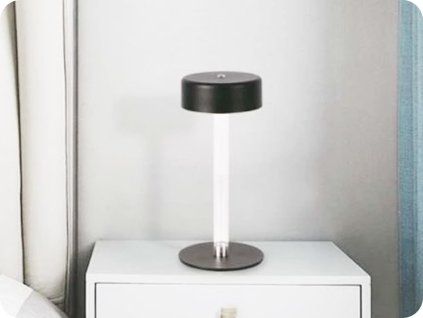 LED nabíjecí stolní lampička 3W, 210lm, CCT, černá, IP20
