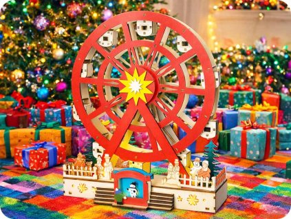 SOLIGHT LED OTÁČEJÍCÍ SE VÁNOČNÍ KOLOTOČ, 7X LED, 30CM, 2XAA [1V277]