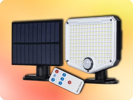 LED SOLÁRNÍ LAMPA S PIR SENZOREM A DÁLKOVÝM OVLÁDÁNÍM, 350LM, 1500MAH, 6500-7000K [LA0404]