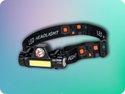 KAMAR LED ČELOVÉ NABÍJECÍ SVÍTIDLO 35LM + 125LM, 1200MAH LI-ION, 3MÓDY [LA0101-B]