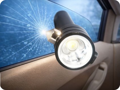 LED nouzová baterka s kladívkem 3W, 200lm, 1x1200mAh, 5 módů [LA0213]