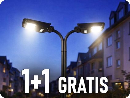 LED solární pouliční svítidlo 6W, 800lm, 6000K, 1+1 zdarma!