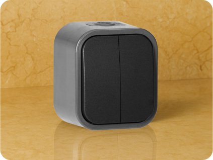 Vypínač 2 tlačítkový na povrch 10A 250V IP54 šedý/černý [OR-OE-7801/GB]