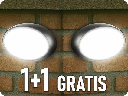 LED DOME LIGHT stropní/nástěnné svítidlo oválné, 12W, 840lm, černé, 1+1 zdarma!