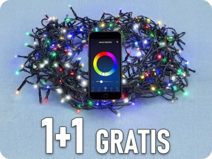 LED WIFI smart vnější dekorační řetěz, 240 LED, 12m, teplá bílá + RGB, 1+1 zdarma! [1V12-WIFI]