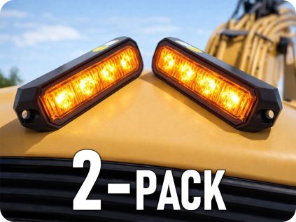 Led Cree Výstražní Světlo, 12W, 12-24V Oranžové, Ip67/2-PACK!