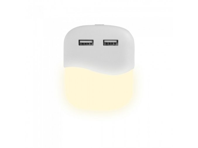 LED Noční světélko 0.4W (10lm), 2xUSB, hranaté (Barva světla Neutrální bílá 4000K)