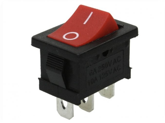 Vypínač kolébkový I/O, 6A/250V, červený [71829]