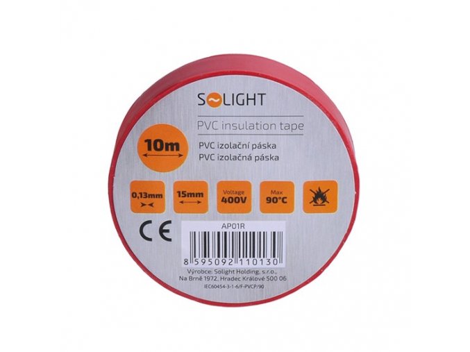 Solight izolační páska, 15mmx0,13mmx10m, červená [AP01R]