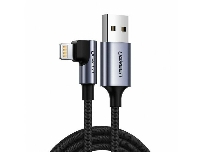 UGREEN USB pravoúhlý kabel Lightning, MFi, 1m, látkový [US299]