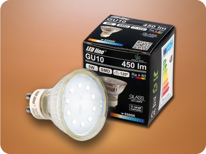 LED žárovka GU10 se stříbrným okrajem, 5W, 120° [241987]