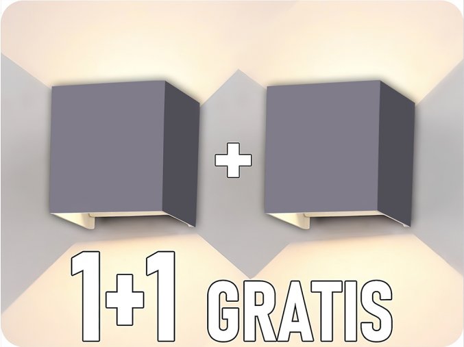 LED nástěnné svítidlo LEDOM 2x3W, 450lm, IP54, šedé, 1+1 zdarma! [478191]