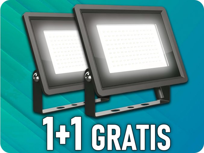 LED reflektor 100W, 8700lm, černý, 1+1 zdarma!