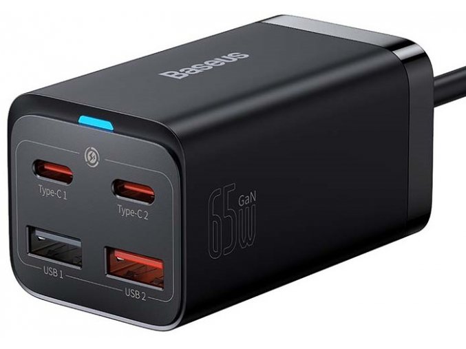 Ladowarka sieciowa Baseus GaN3 Pro, 2x USB C, 2x USB, 65W czarna (1)