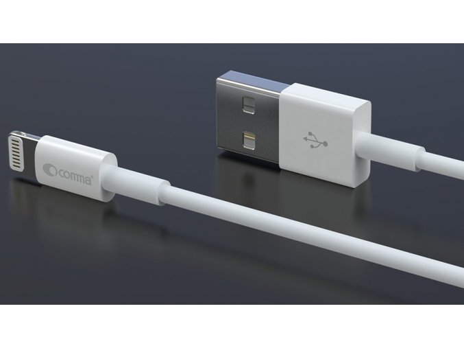 Comma kabel MFi USB - Lightning, 2.4A, 1m, bílý [GSM177521]