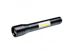 Solight LED baterka kovová, 3W + COB, 150 + 120lm, 2x AA, černá [WL116]