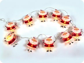 LED řetěz Santa 1.35m, 10xLED, 2xAA, teplá bílá, bez funkcí, transparentní kabel [X07101124]