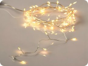 LED dekorační řetěz cluster 2.5m, 50LED, 3xAA, teplá bílá, bez funkcí, stříbrná [X01501117]