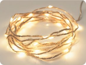 LED dekorační lano 2m, 20LED, 2xAA, teplá bílá, bez funkcí, stříbrná měď [X012011110]