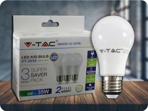 E27 Led Žárovky 5W (420Lm), A55, 3 Pack (Barva světla Studená bílá)