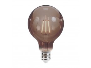 E27 LED Retro Filament žárovka 4W, 400lm, G95, kouřová, 2000K