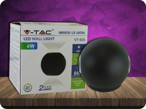 6W LED NÁSTĚNNÉ SVÍTIDLO, KOULE, ČERNÉ (Barva světla Neutrální bílá)