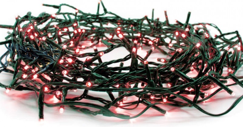LED vnější vánoční řetěz, 300 LED, 14.95m, přívod 3m, 8 funkcí, IP44, červená [X08300412]