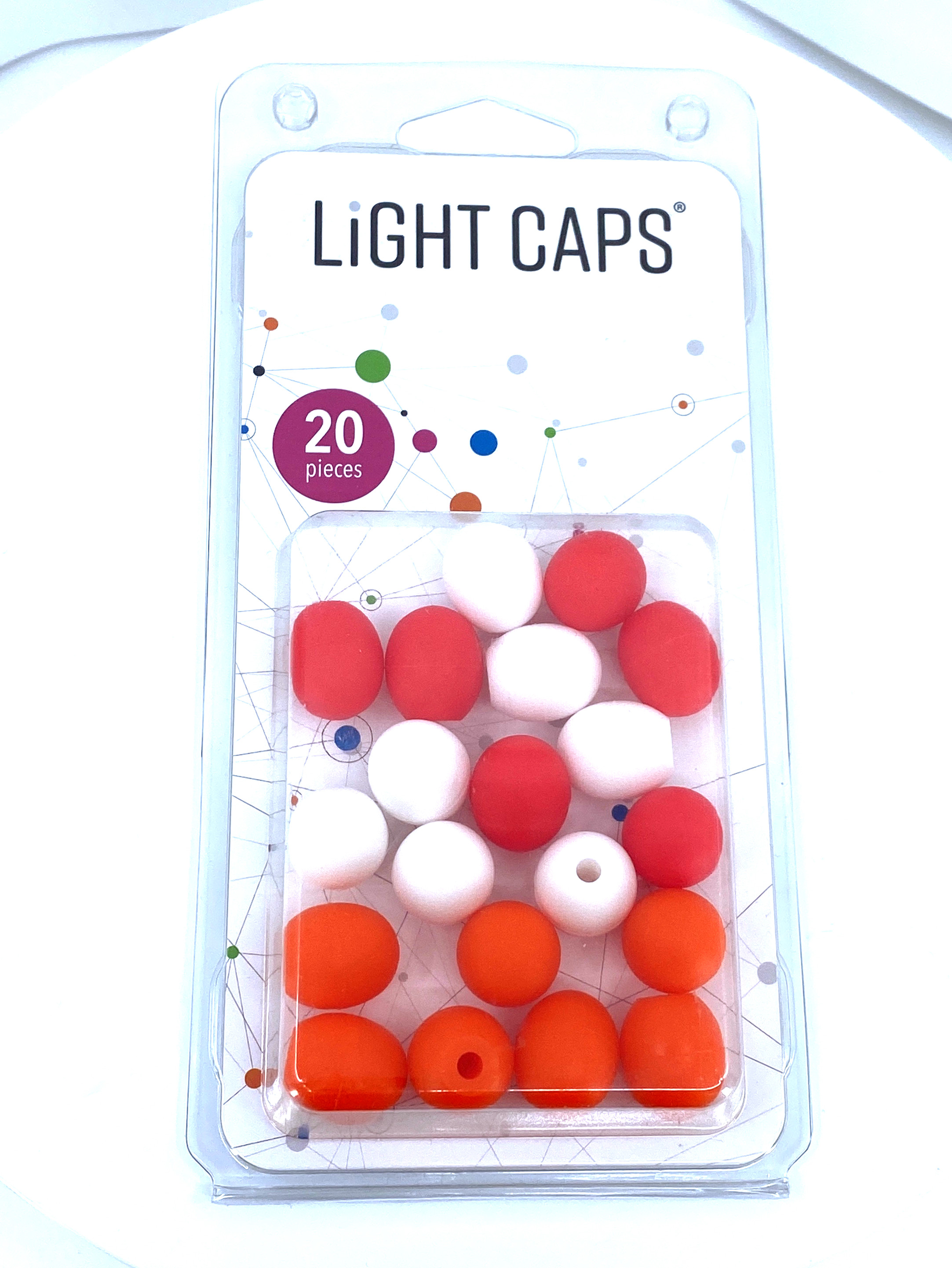 LIGHT CAPS® mix bílá+oranžová+červená, 20ks v balení