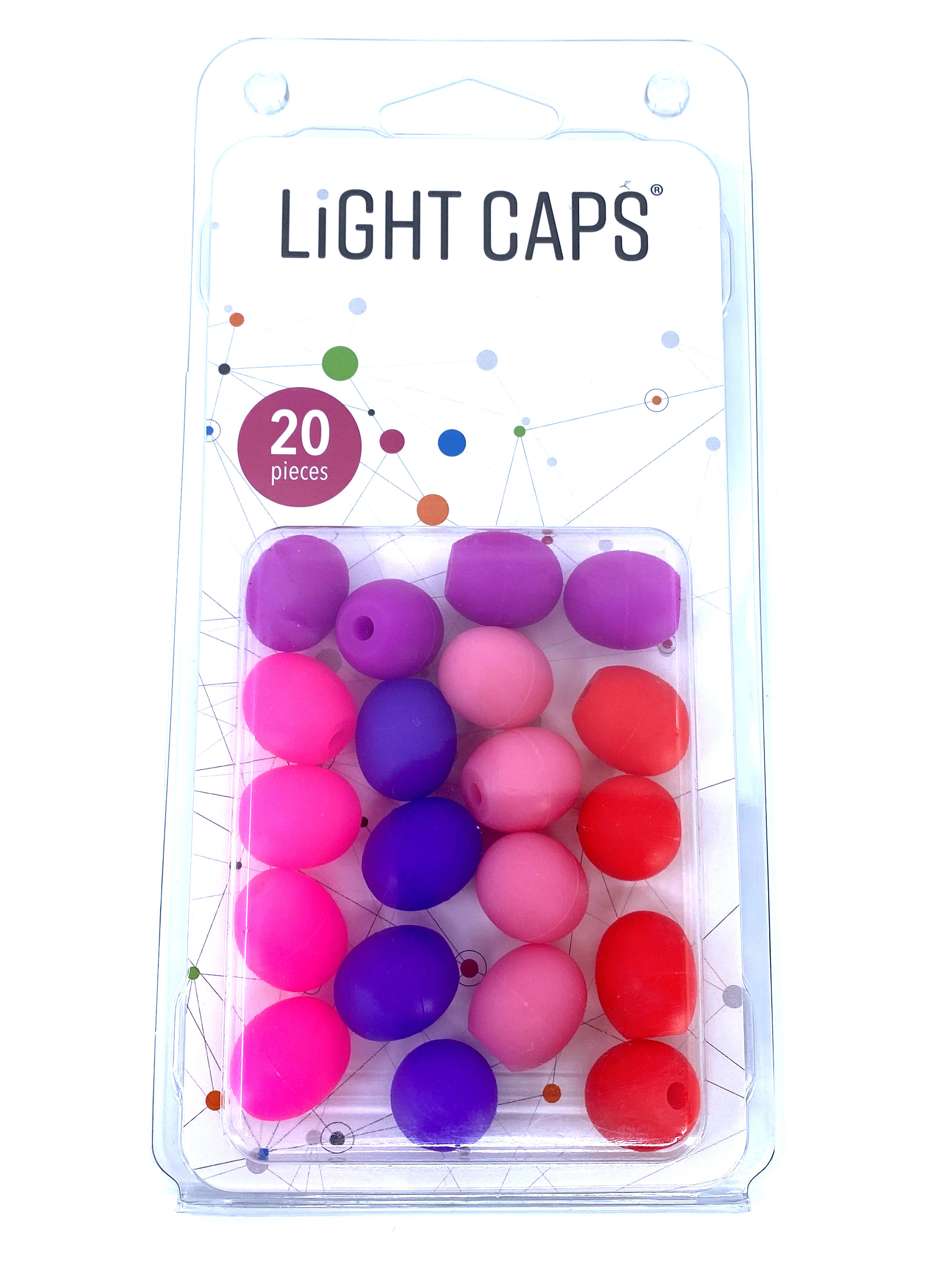 LIGHT CAPS® mix fialová+růžová+2 odstíny červené, 20ks v balení