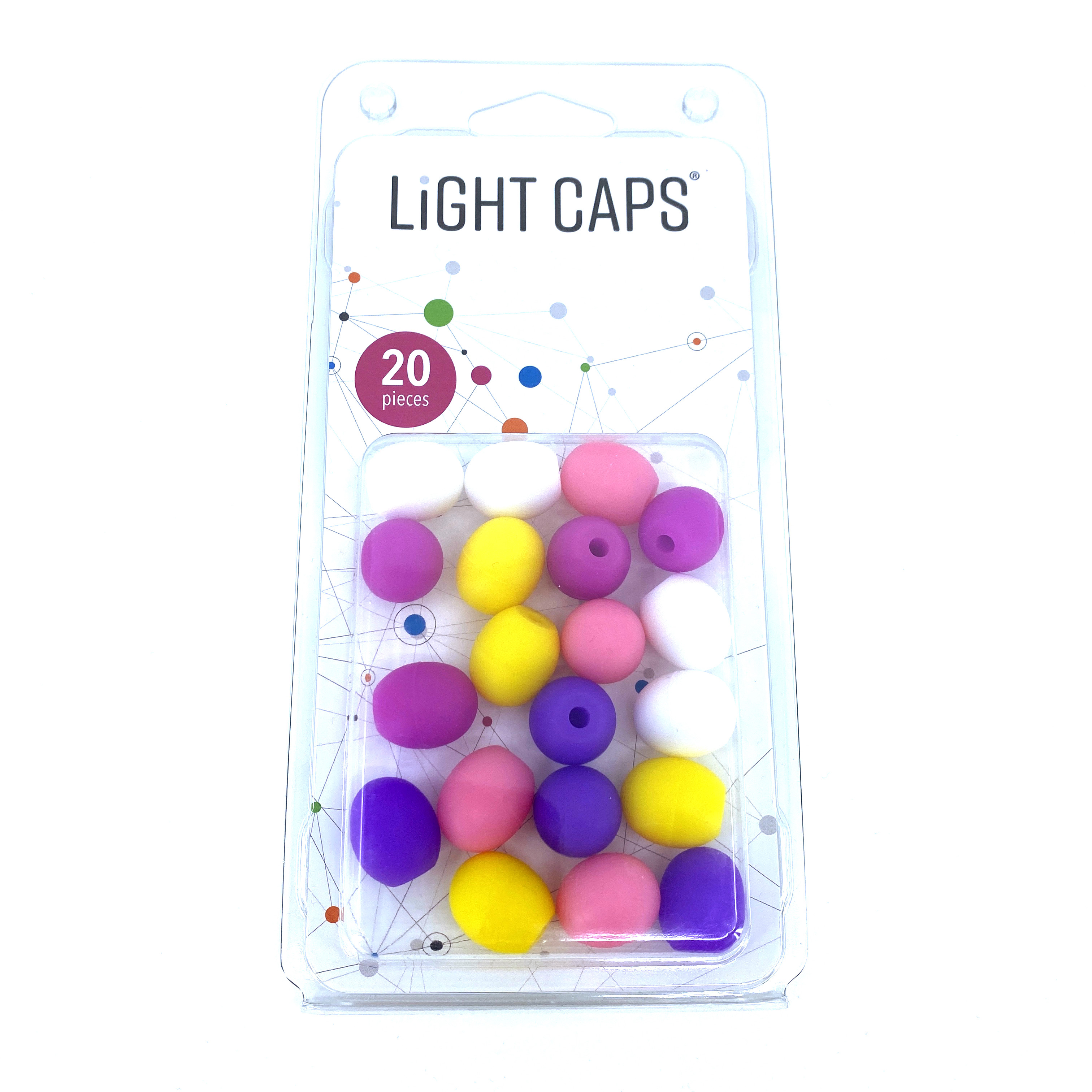 LIGHT CAPS® mix bílá+žlutá+růžová+2 odstíny fialové, 20ks v balení