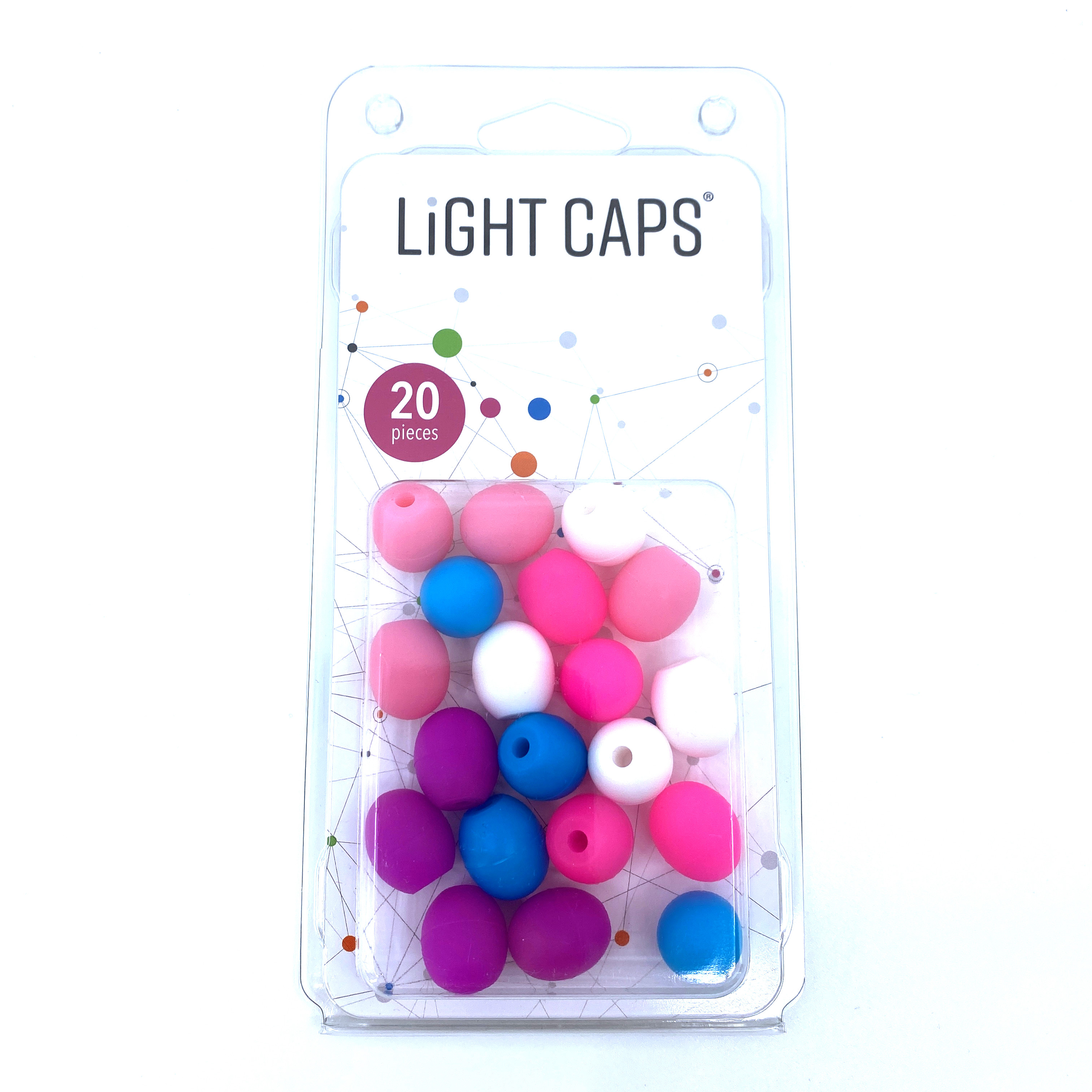 LIGHT CAPS® mix bílá+fialová+modrá+2 odstíny růžové, 20ks v balení