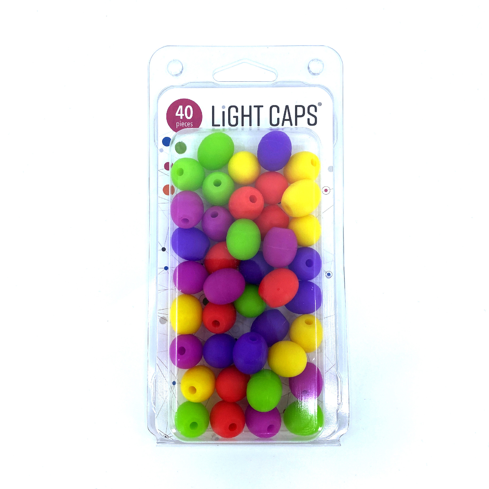 LIGHT CAPS® mix žlutá+zelená+červená+ 2 odstíny fialové, 40ks v balení