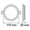 18569 3 vt 1207ch 12w led slim panel light chrome colorcode 4000k round