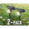 LED solární zapichovací svítidlo 2W, 40lm, IP65, černé/2-PACK