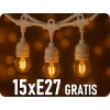 LED Řetězové svítidlo, IP65 + 15xE27 LED žárovky zdarma!